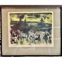 John Muench “First Snow”. Limited Edition 21 / 100 Lithograph Print Associated American Artists Hand Signed, Numbered, Framed