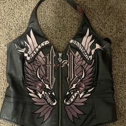 Ladies Harley Davidson Leather Halter Top