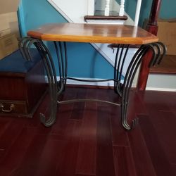 Metal And Wood End Table