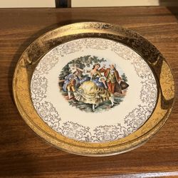 1950s Crest O Gold S SABIN Warranted 22K 9” Plate Victorian Courting Couple 