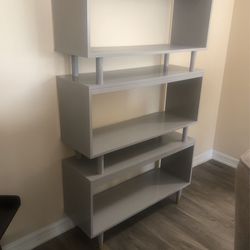 Natural  Gray Modern Bookshelf Wall Unit / Light Gray/ 
