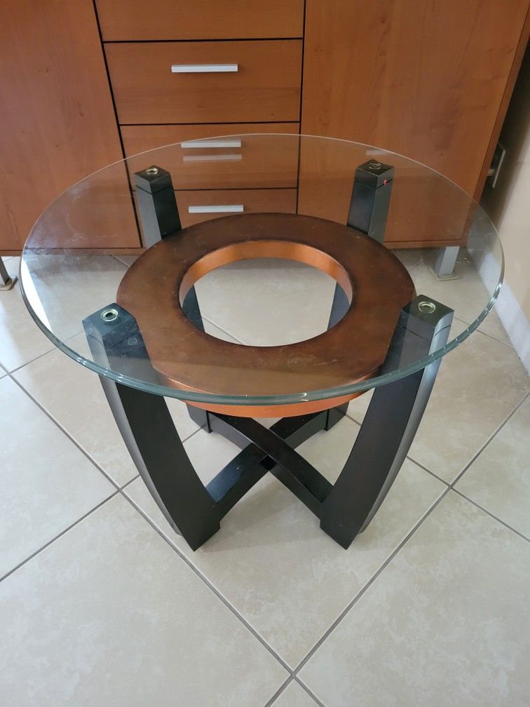 Glass Round End Table