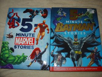 LOT OF 2 PAPERBACK 5 MINUTE MARVEL STORIES + 5-Minute Batman STORIES AGE 3-8 YEARS OLD COLLECTOR'S!