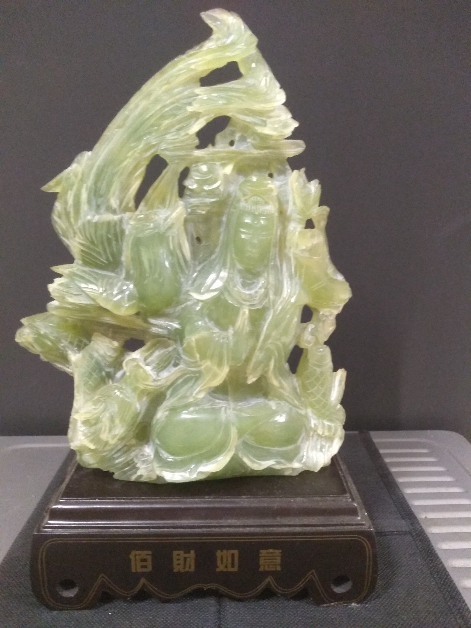 Antique large Jade Kwan Yin statue