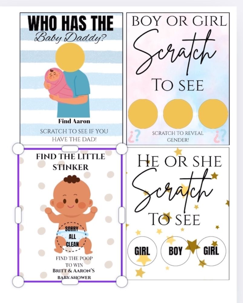 Gender Revel And Baby Shower Scratchers