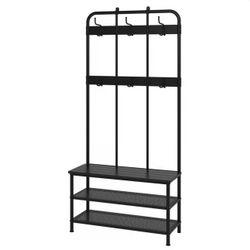Coat rack with shoe storage bench