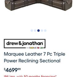 7 Pc Triple Power Reclining Sectional