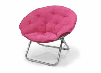 Pink Micro suede folding saucer chair