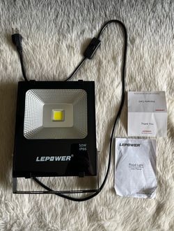 LEPOWER 50W LED Flood Light, IP66 Outdoor Fixture Work Light, 3(contact info removed) Lumens