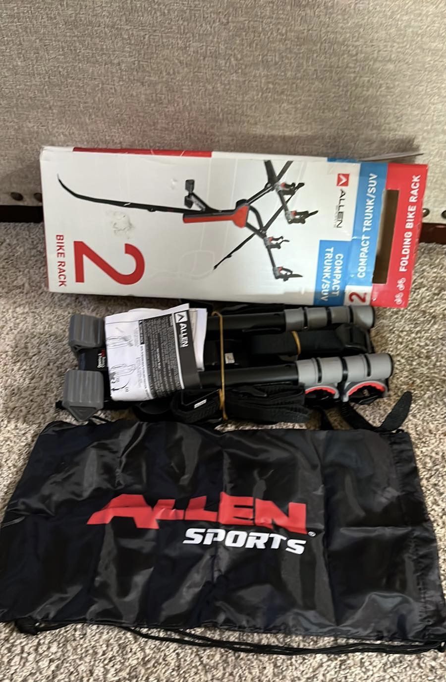 Allen Sports MT2 Heavy Duty Compact 2-Bike Carrier Trunk SUV Mounted Bike Rack