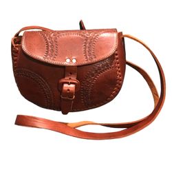 Genuine leather handmade brown crossbody bag/saddle bag