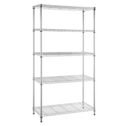 5-Tier Commercial Grade Heavy Duty Steel Wire Shelving Unit in Chrome (48 in. W x 72 in. H x 18 in. D)