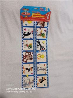 Vintage Looney tunes film strips borders static cling window decorations