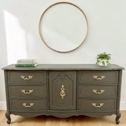 French Provincial Vintage Green Dresser 