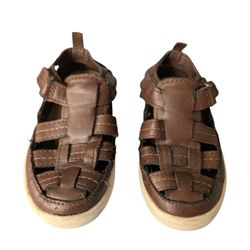 OshKosh B'gosh Fisherman Sandals 8M Brown Hook & Loop Faux Leather Rubber