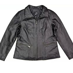 East 5th Genuine Leather Jacket With Zip Pockets Women Size Large