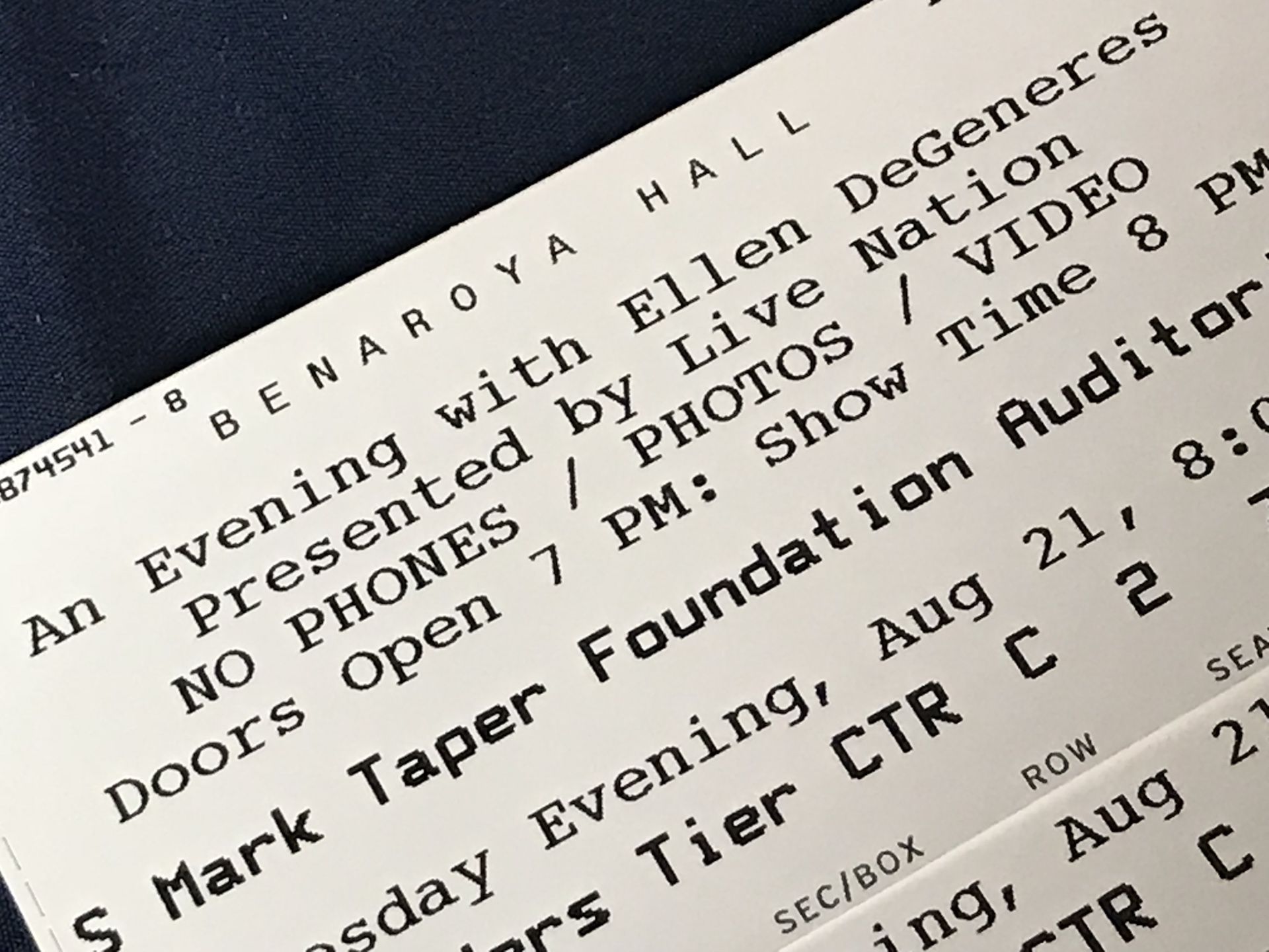 4 hard copy tickets to Ellen Degeneres 8/21 Tuesday