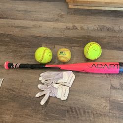 Girls Franklin Adapt Softball Bat, Gloves, Balls