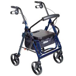 Drive Medical 795BK Duet Folding Transport Wheelchair and Rollator Walker, Black