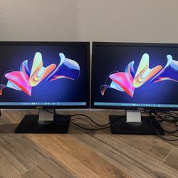 Dual Dell 22” Widscreen Computer Monitor Set