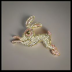 New, Never Worn Metal Rabbit with Clear Stones Brooch / Pin.