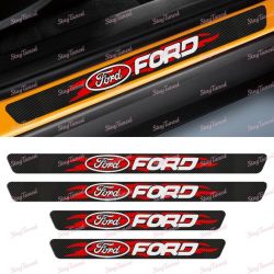 4PCS Carbon Fiber Car Door Scuff Sill Cover Panel Step Protector For Ford New -(3-SDSR-FORD-BK
