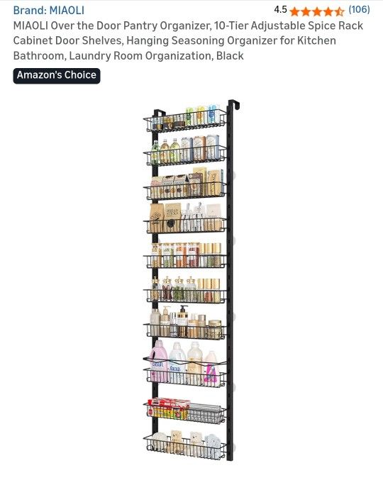 Over The Door 10 Tier Rack Organizer