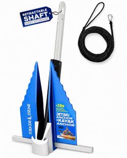 SandShark Premium Fluke Anchor-Retractable Shaft Easy Storage-Aluminum Boat Anchor