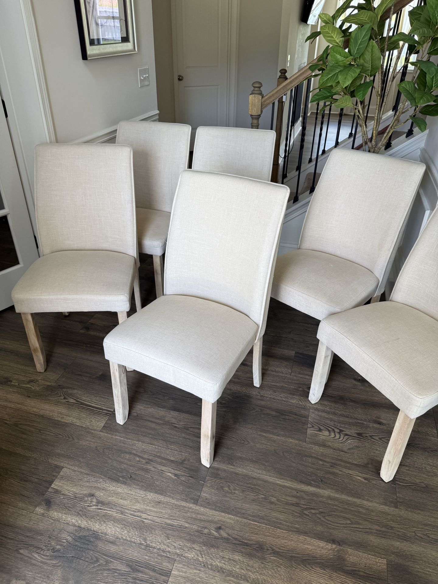 6 Natural Wood Color Dining Chairs
