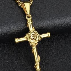 Crucifix Pendant Chain New Gold 