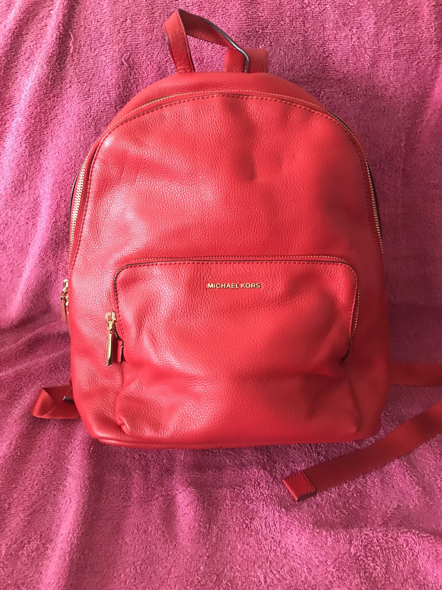 Red Michael Kors backpack purse