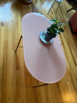 Pink glass coffee table
