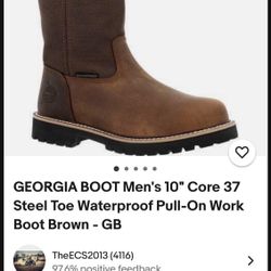 Georgia Boots Men’s Size 10 Steele Toe Waterproof Pull Ons 