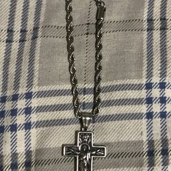 Stainless steel rope bracelet with stainless steel crucifix size 8