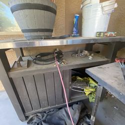 Storage cabinet for outside storage barbecue, etc.