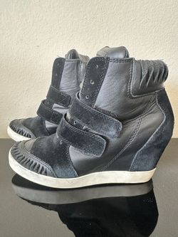 RARE Diesel Marant Style Wedge Black Leather Sneakers - size US 8.5 like NEW