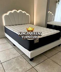 New Queen bed frame with mattress