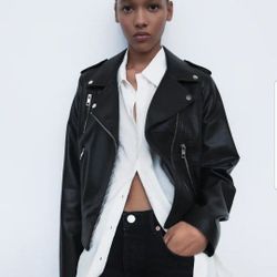 Zara Faux Leather Moto Jacket TRF Small NWT
