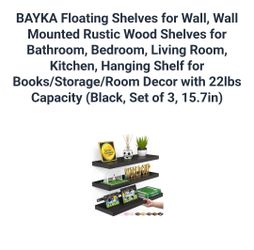 Brand New Set of 3 Black Floating Shelves