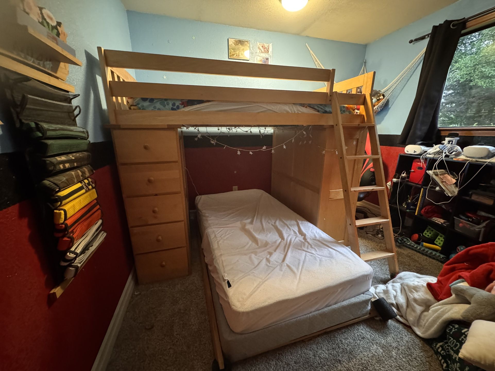 Wood Bunk Bed with Desk