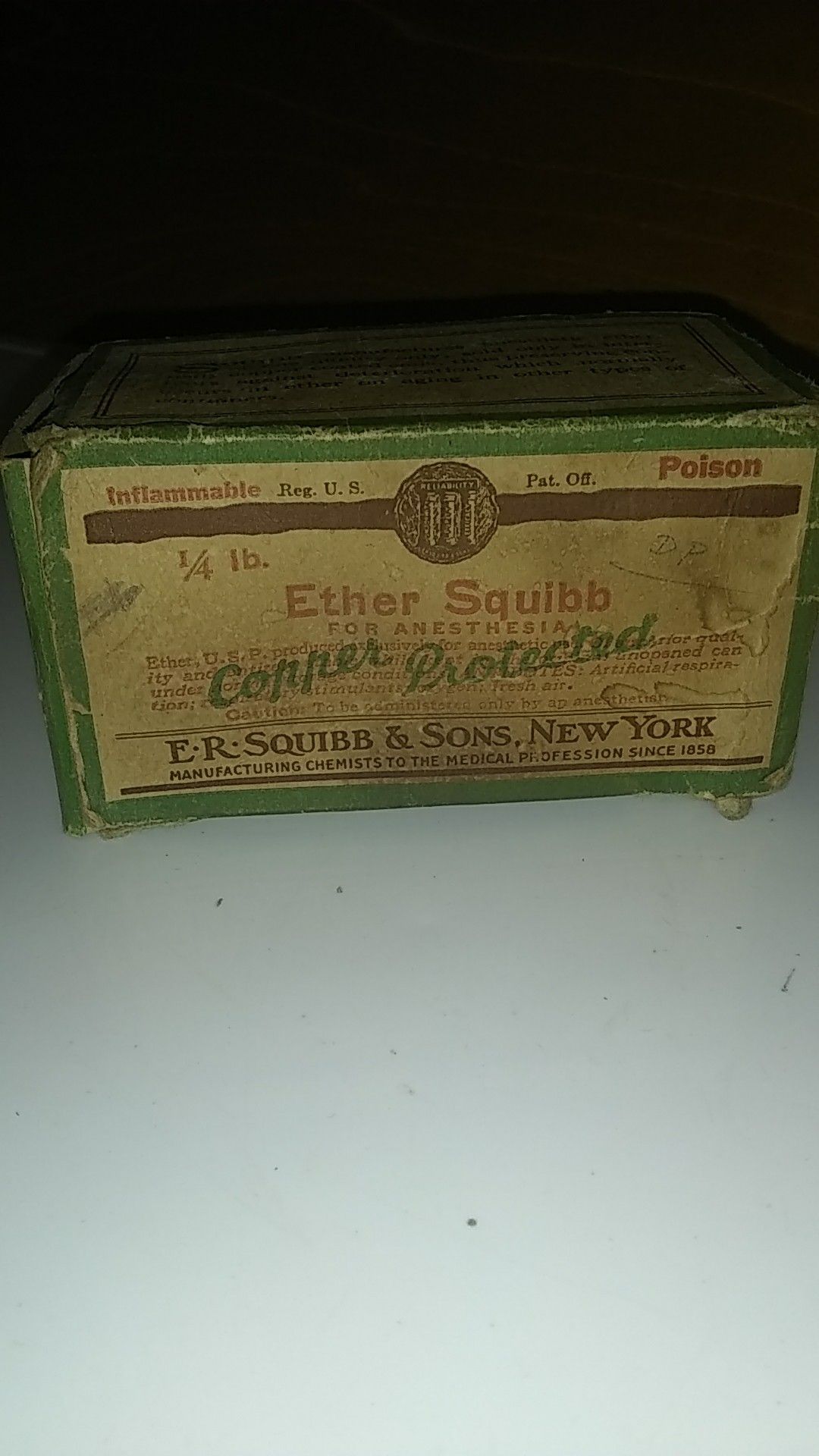 Vintage Ether Squibb box