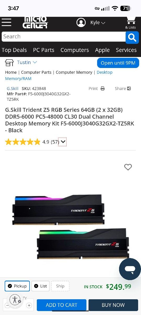 DDR5-6000 64GB (2 x 32) RAM