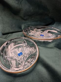 Studio Nova Crystal Floral Dish Set – 2 Pieces, Japan, Brand New