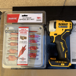 DEWALT Atomic 20V Max Compact 1/4 in. Impact Driver (tool only) and  Spade Bit Set