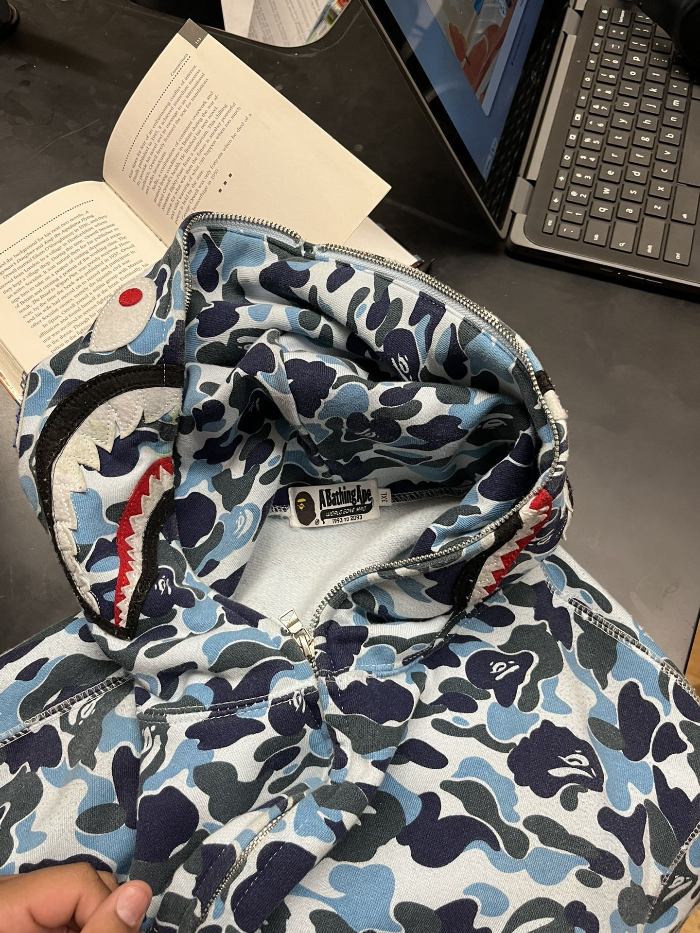 Bape Hoodie Full Zip Blue Camo 3XL