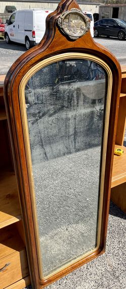 Antique Victorian full length dressing mirror mahogany solid wood silver spray mirror