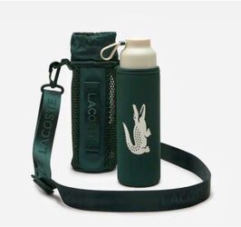 Unopened Lacoste 500 mL Glass Water Bottle with Neoprene Holder & Strap