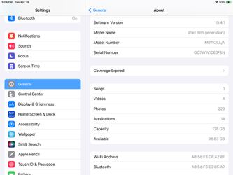 IPad (6th Gen 128 GB)