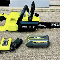 RYOBI 40V HP Brushless 14 in. Battery Chainsaw with 4.0 Ah Battery and Charger 
