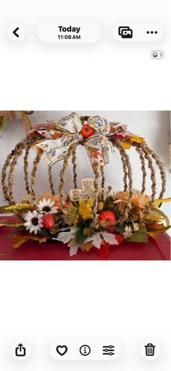 Handmade Fall Pumpkin Wreath Centerpiece